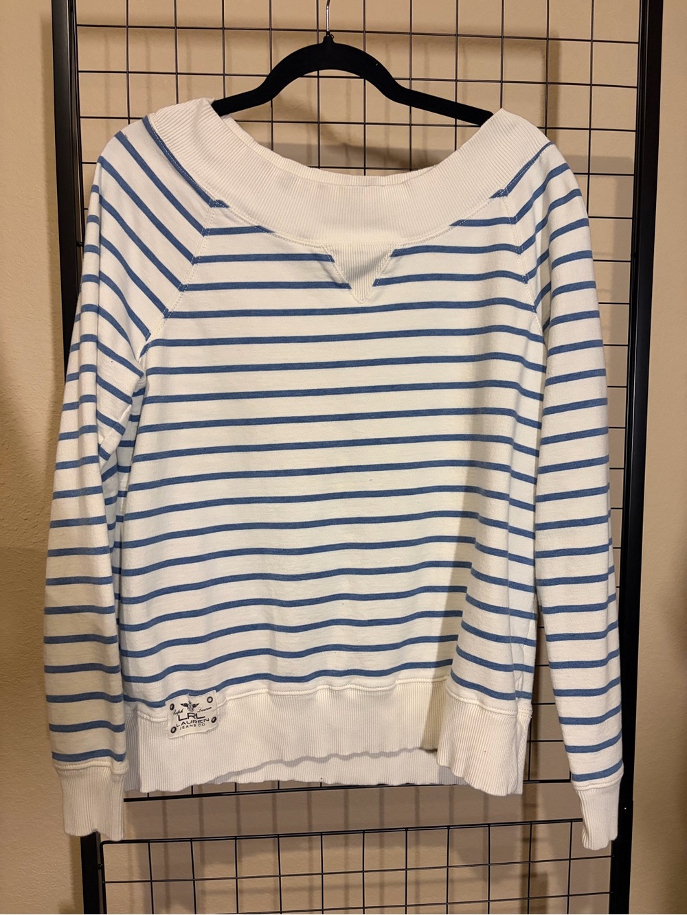 Lauren Ralph Lauren Boatneck Women's Sweater - Ivory & Light Blue